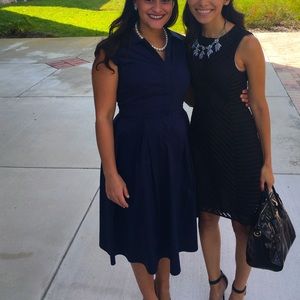 Sleeveless Navy Blue Eva Mendes for NY&Co 1950’s Shift Style Dress Size Small